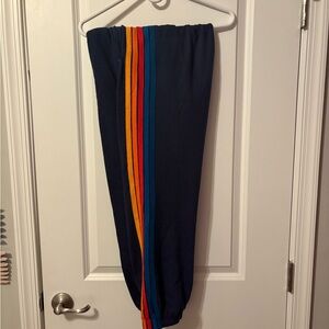 Aviator Nation Navy Pants with Rainbow Stripes